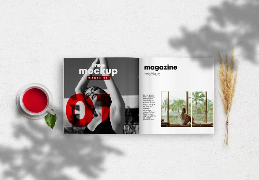 Opened Square Magazine Free Mockup (PSD)