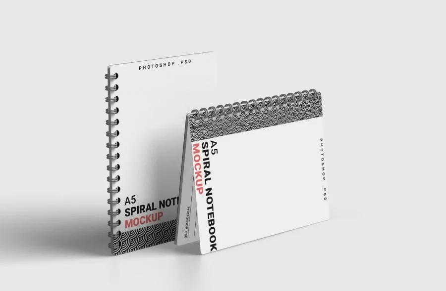 Spiral A5 Notebook Free Mockup (PSD)