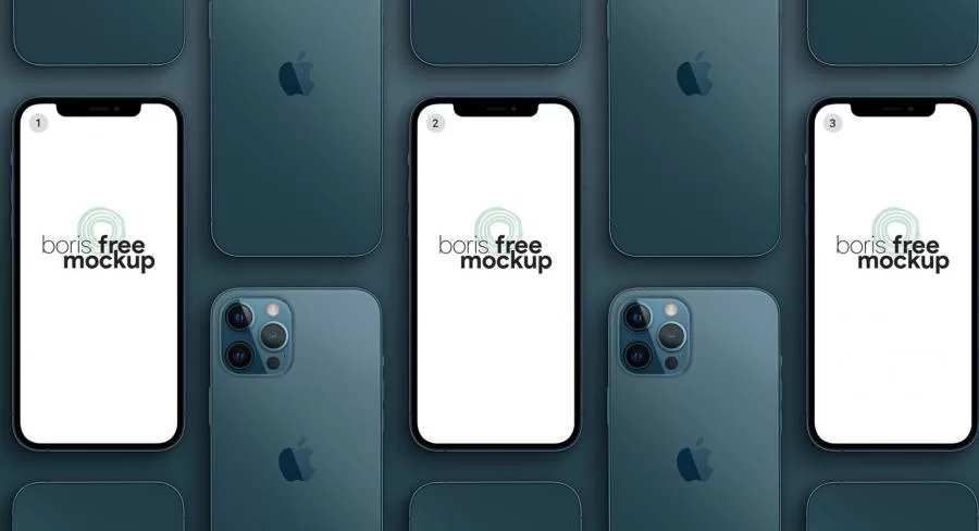 Pacific Blue iPhone 12 Pro Max Free Mockup