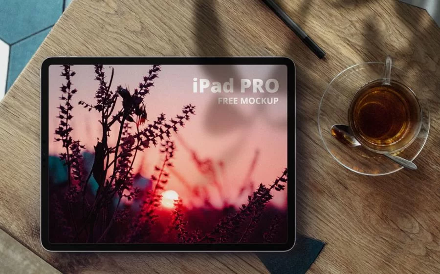 iPad Pro in Desk Free Mockup (PSD)
