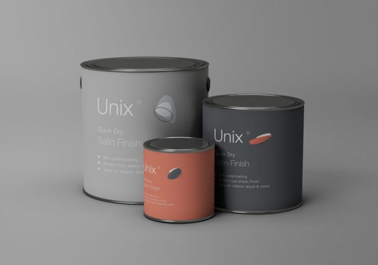 3 Sizes Metal Paint Buckets Mockup (PSD) - FreeMockup