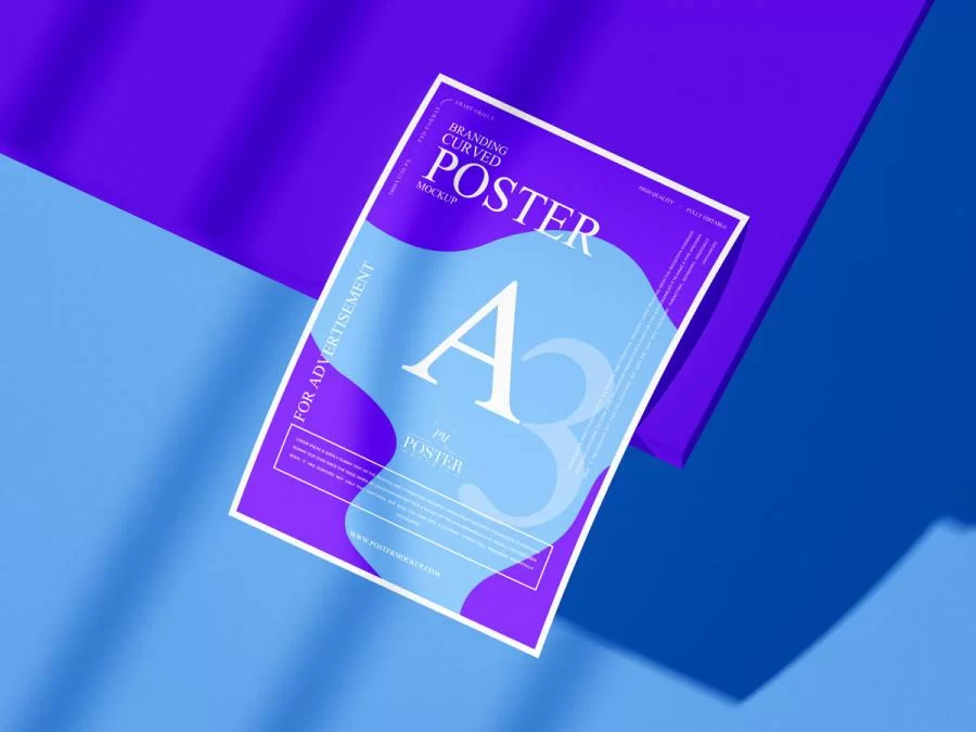 Brand Presentation A3 Curved Poster Free Mockup