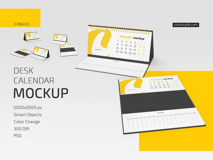 Desk Calendar Free Mockup Set
