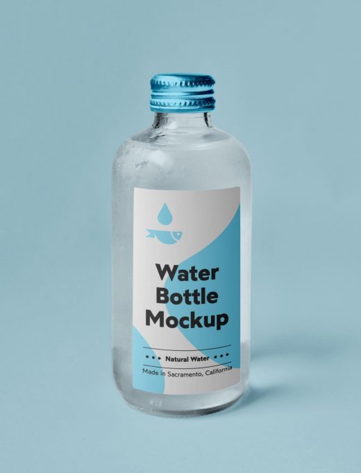 Download Free Small Glass Water Bottle Mockup - FreeMockup