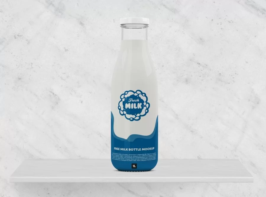Milk Bottle Free Mockup (PSD)