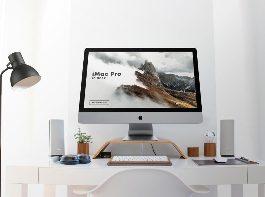 Imac Pro In Desk Free Mockup Psd