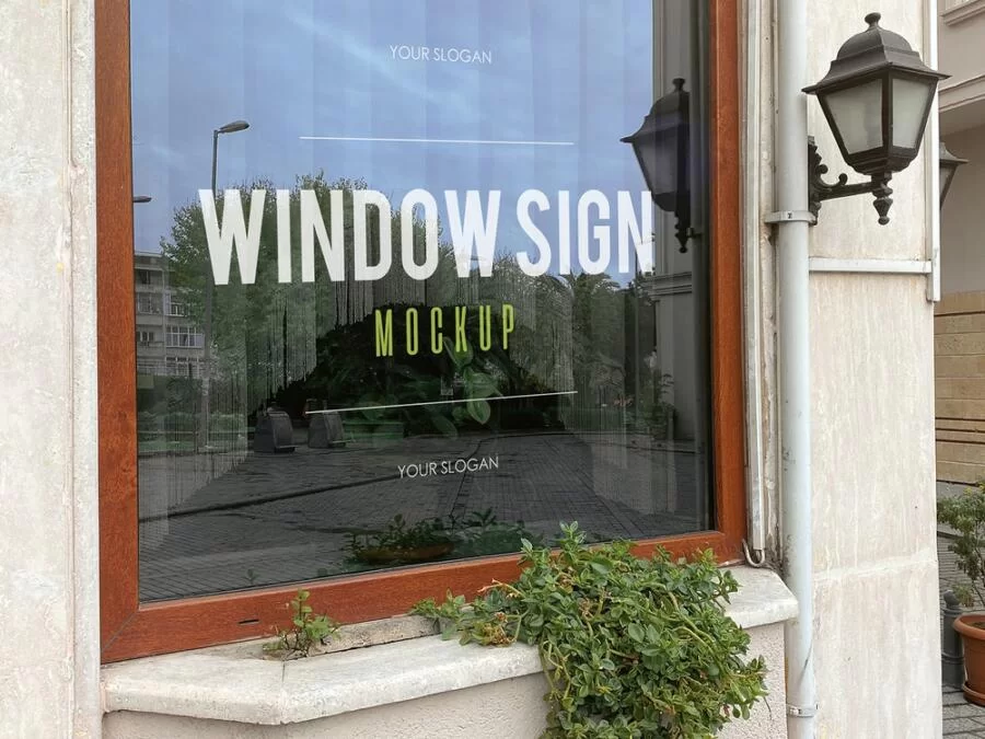 2 Free Restaurant Window Sign Mockup