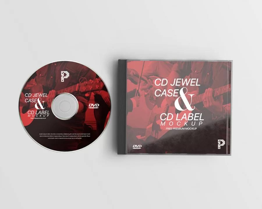 CD Jewel Case & CD Label Free Mockup