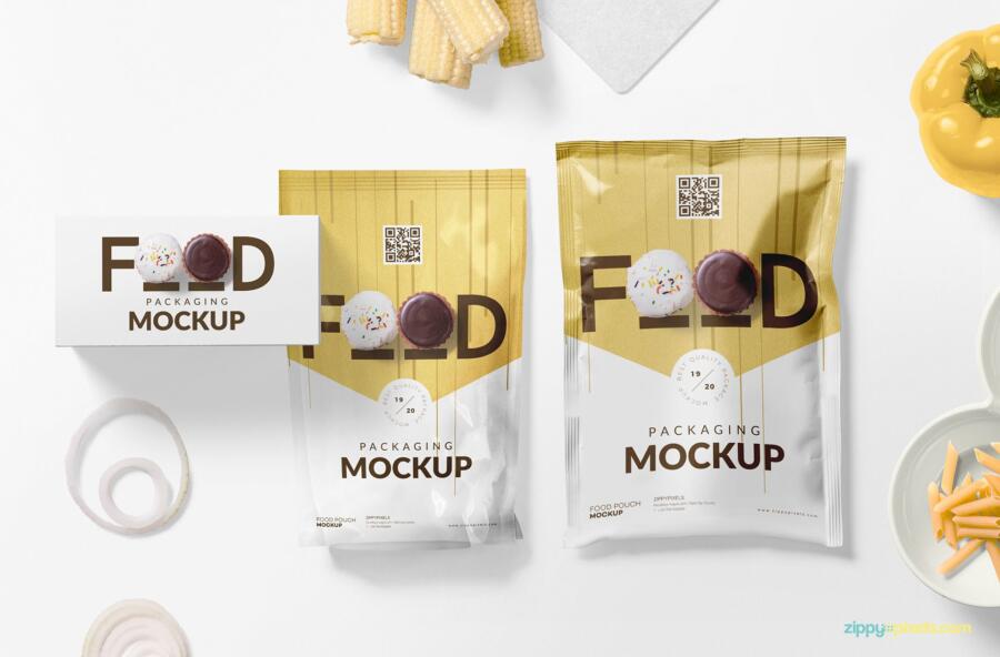 Food Packaging Pouch Free Mockup