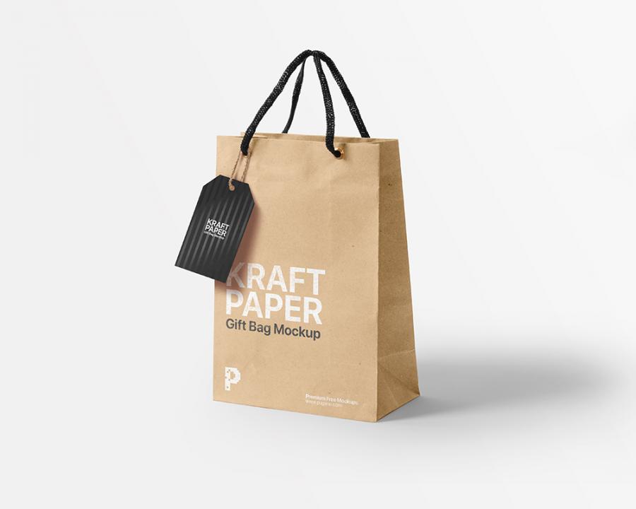 Free Kraft Paper Gift Bag Mockup (PSD)