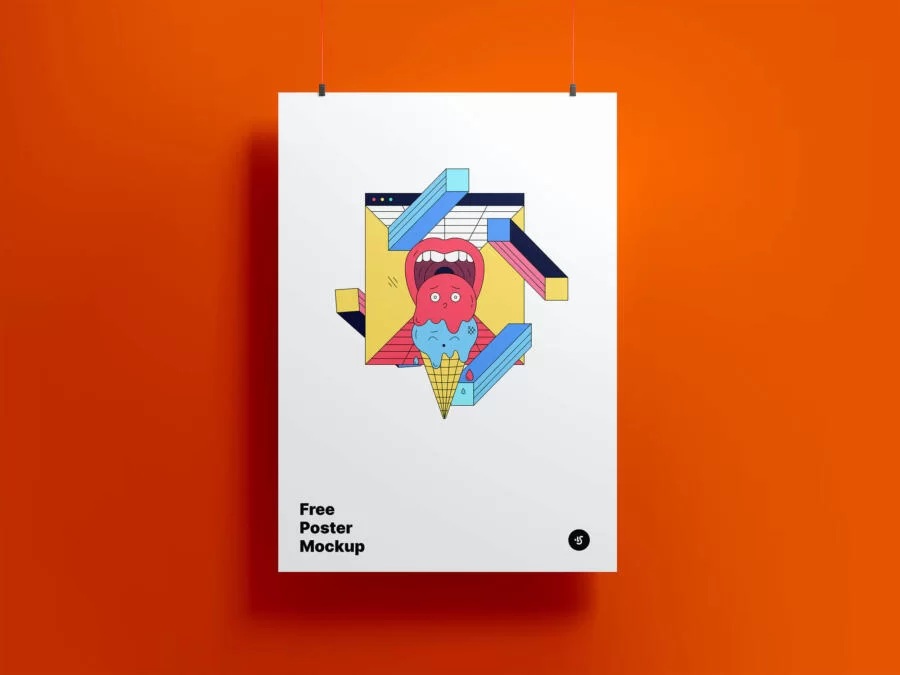 Free Modern Hanging Poster Mockup (PSD)