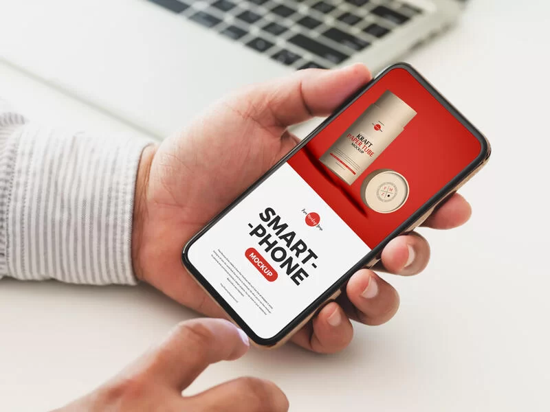 Free Person Using Smartphone Mockup