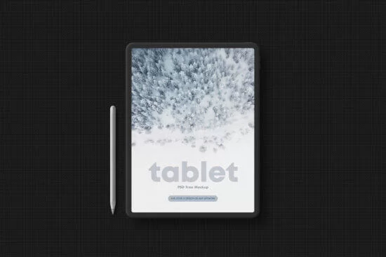 Tablet in Dark Style Free Mockup