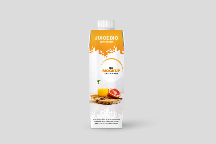 Juice Tetra Pack Packaging Free Mockup