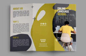 Free Language School Trifold Brochure (PSD)