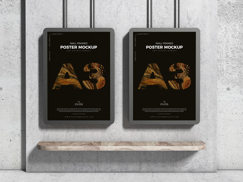 A3 Advertising Wall Framed Poster Free Mockup
