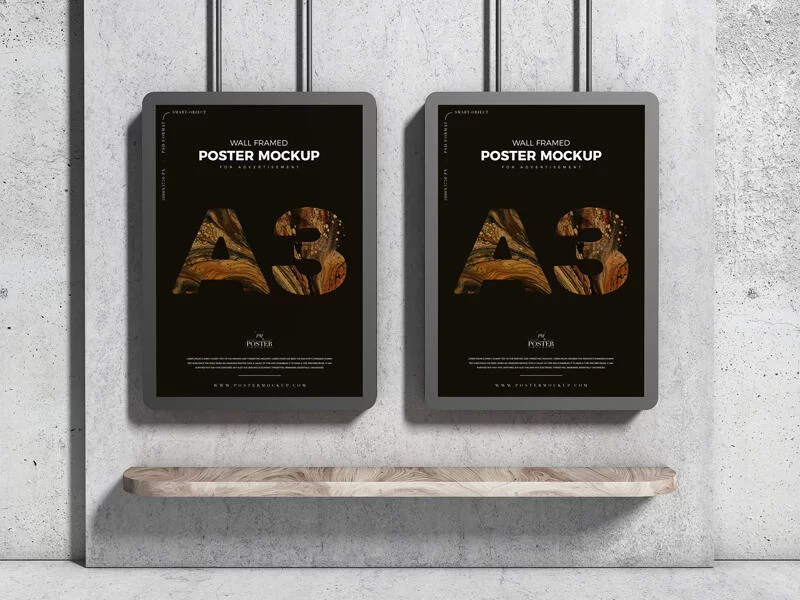 A3 Advertising Wall Framed Poster Free Mockup