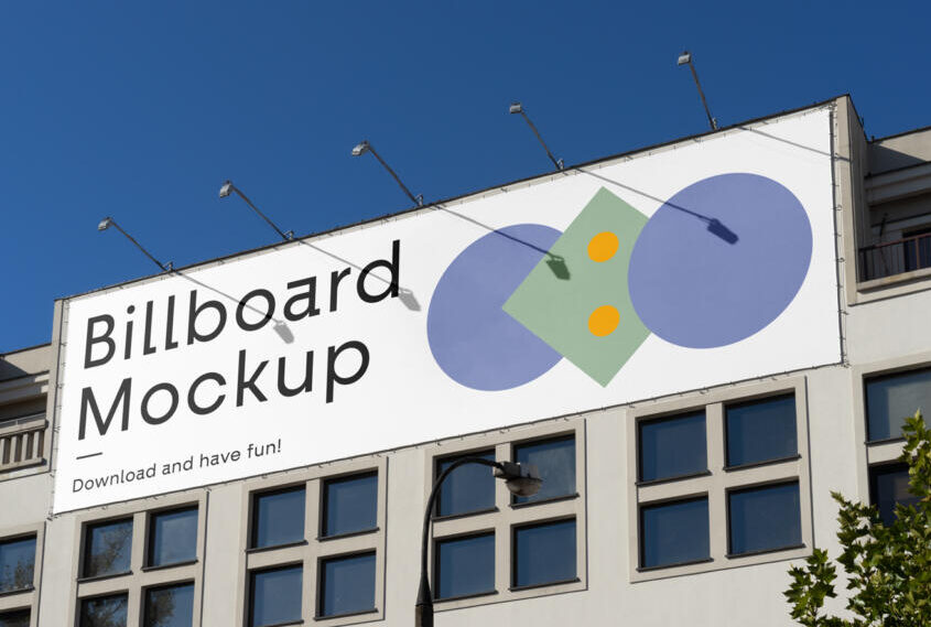 Billboard on the Building Free Mockup (PSD)