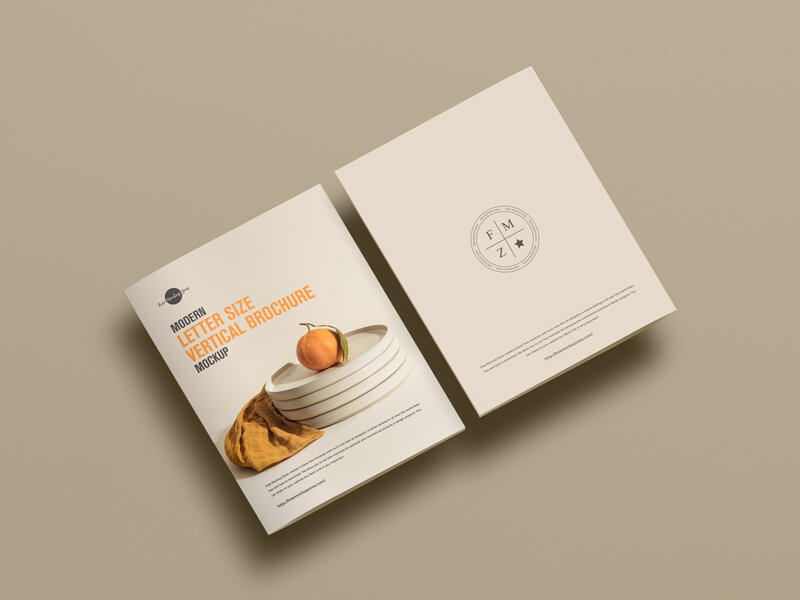 Free Modern Letter Size Vertical Brochure Mockup