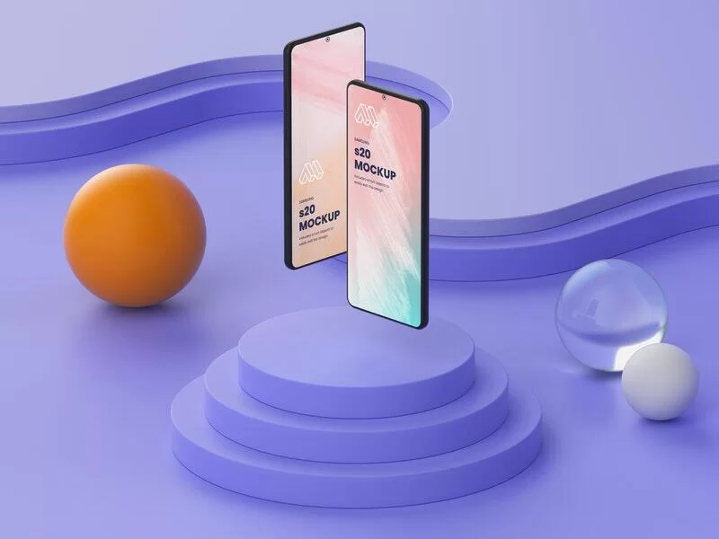 Free Two Smartphones Mockup
