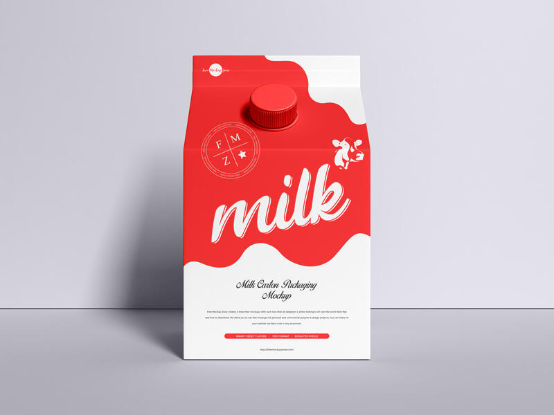Milk Carton Packaging Free Mockup