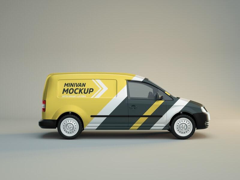 Minivan Side View Free Mockup (PSD)