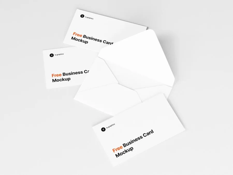 Open Envelope and Business Cards Free Mockup