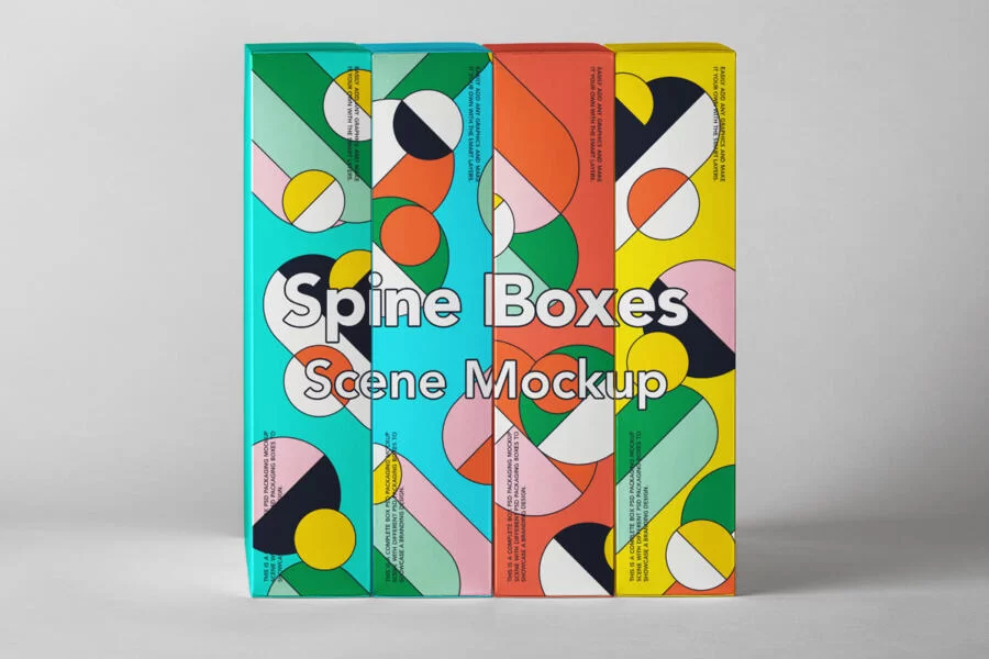 Spine Boxes Packaging Free Mockup Set