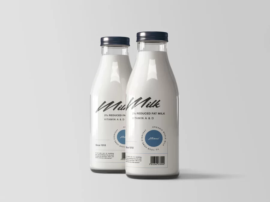 Two Milk Bottles Free Mockup (PSD)