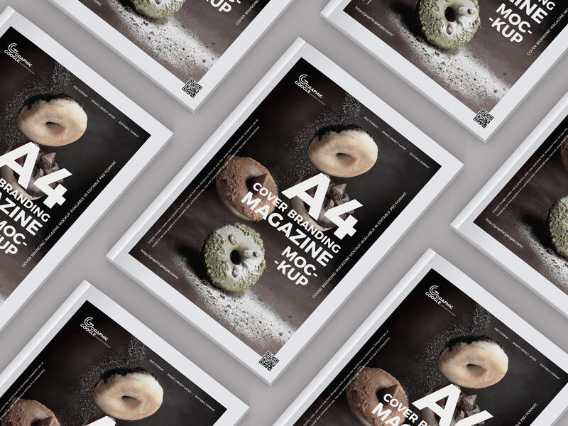 A4 Size Cover Branding Magazine Free Mockup