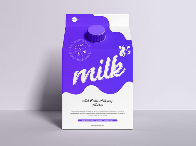 Carton Milk Package Free Mockup