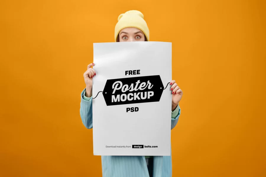 Female Hand Holding Free Poster Mockup