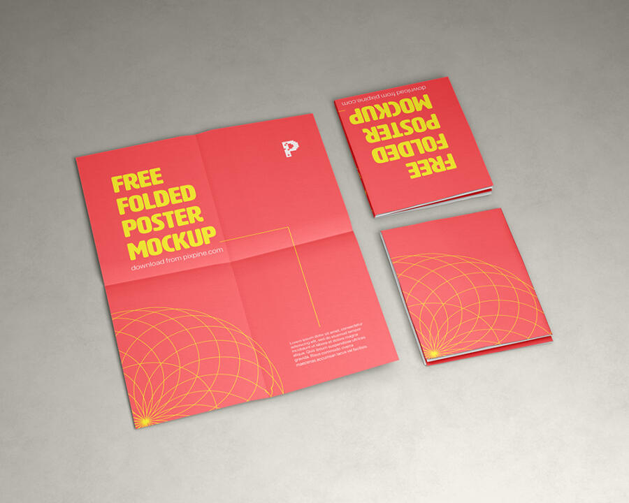 Folded Poster Free Mockup (PSD)