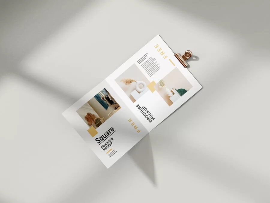 Free Folded Square Brochure Mockup