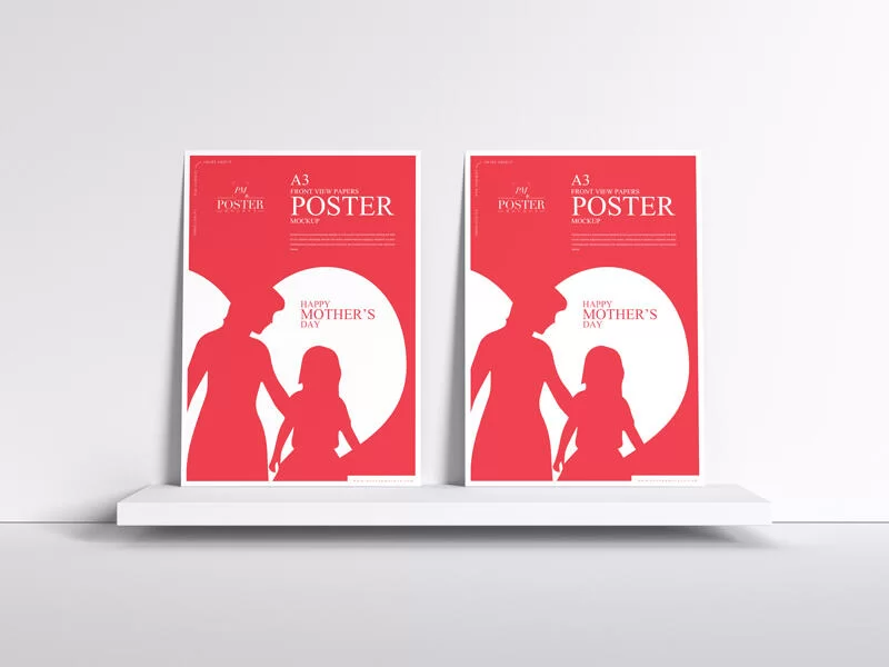 Front View A3 Papers Poster Mockup