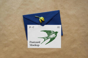 Greeting Card with Envelope Free Mockup
