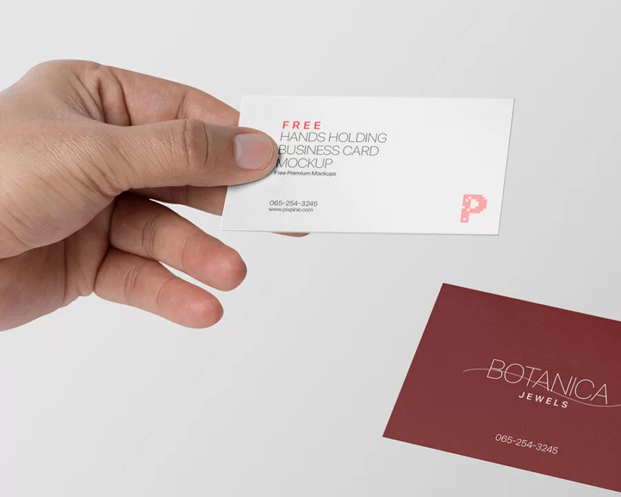 Hands Holding Business Card Free Mockup