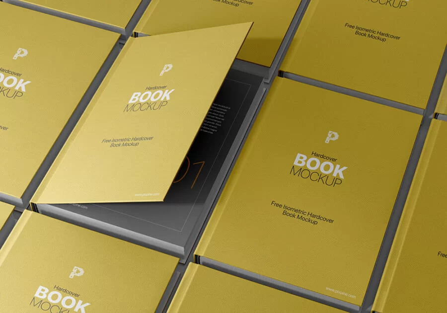 Isometric Hardcover Book Free Mockup