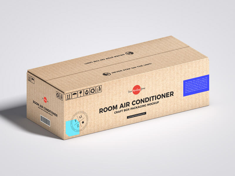 Room Air Conditioner Craft Box Packaging Free Mockup