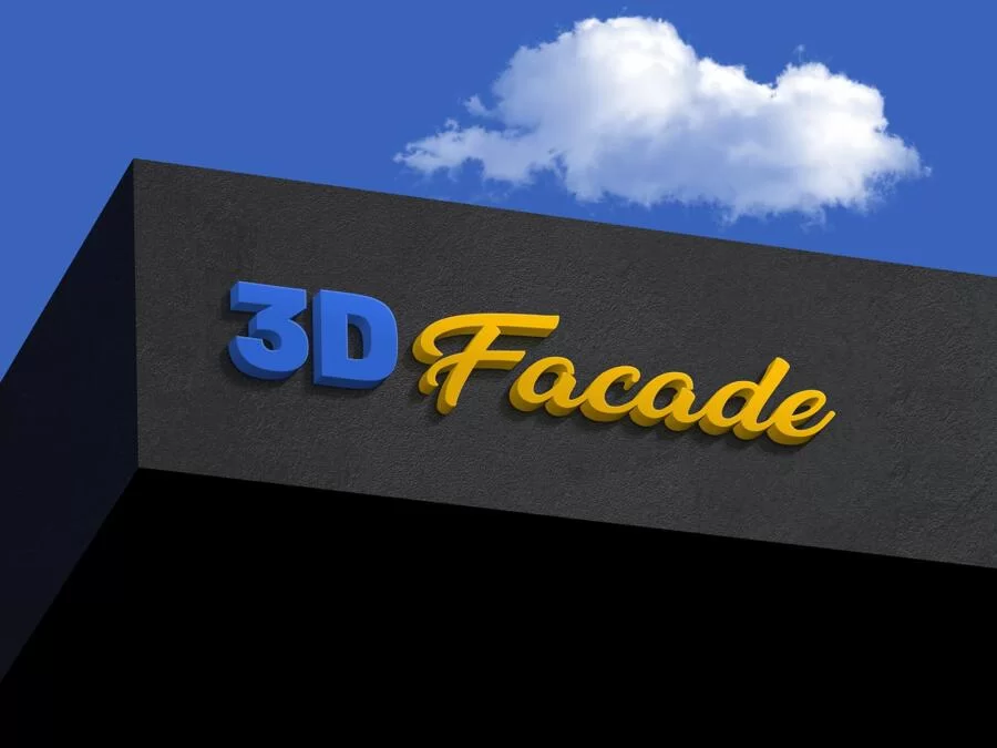 Shop Facade 3D Logo Free Mockup (PSD)