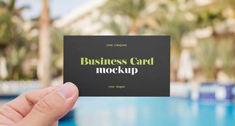 2 Free Hand Holding Business Card Mockups