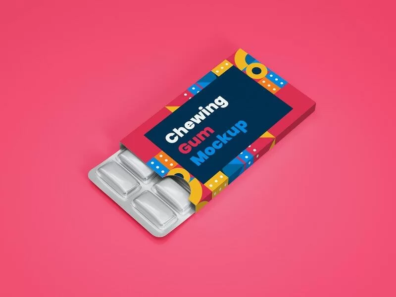 Chewing Gum in Blister Packagaging Mockup