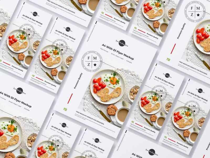 Free A4 With Dl Flyer Mockup (PSD)