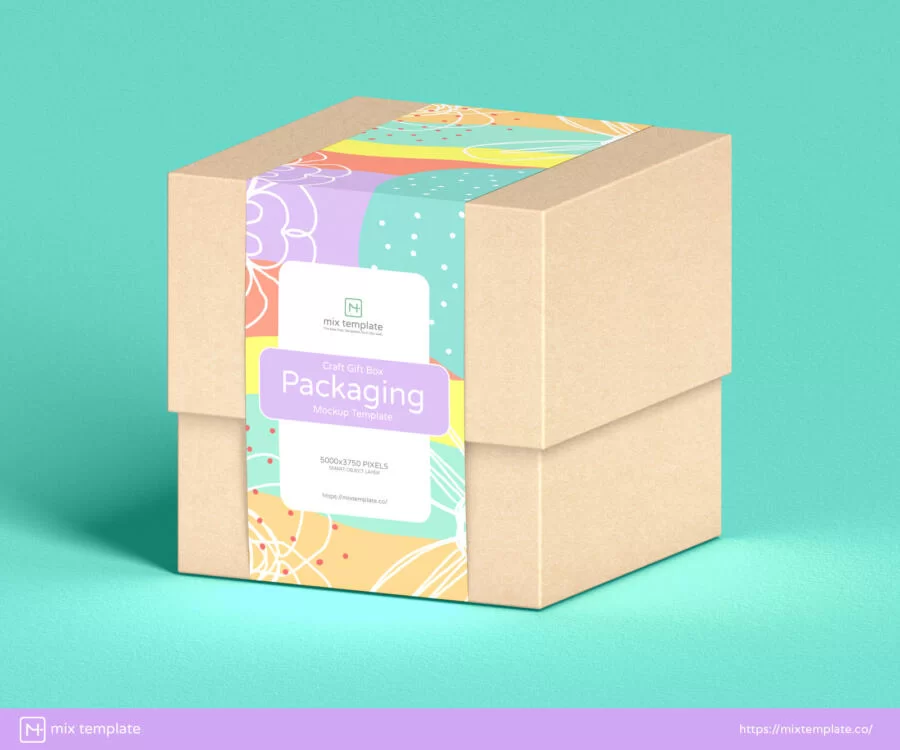 Free Craft Gift Box Packaging Mockup