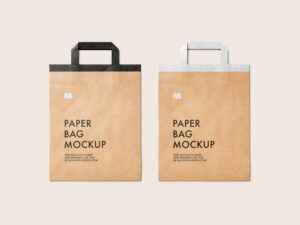 Free Flattened Paper Bag Mockup