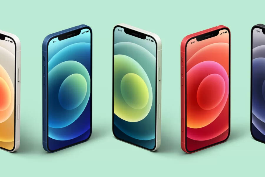 Free Isometric iPhone 12 Mockup Set