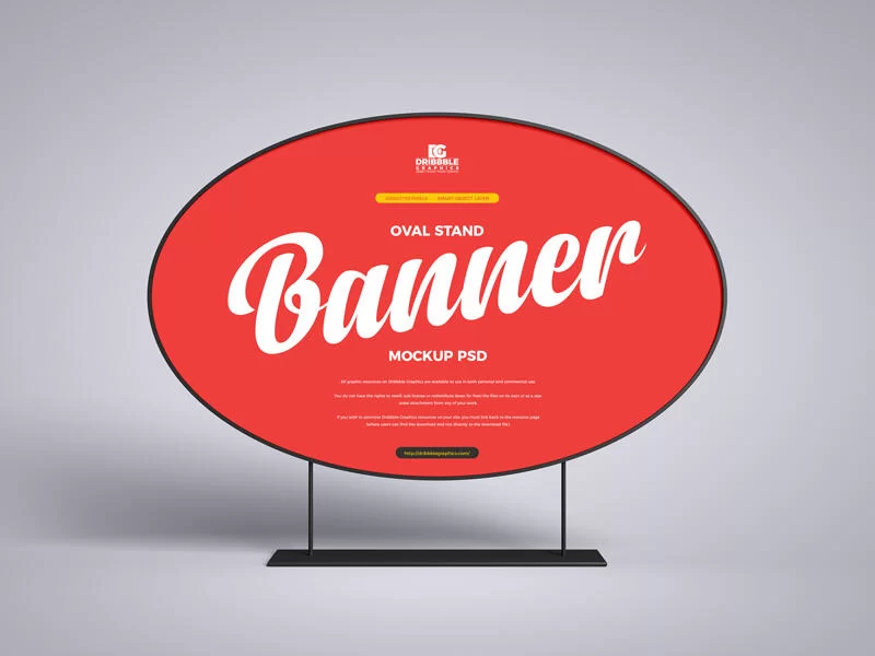 Free Oval Stand Banner Mockup (PSD)