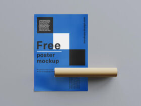 Free Rolled Poster Mockup (PSD)