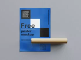 Free Rolled Poster Mockup (PSD)