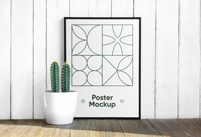Poster with Cactus Free Mockup